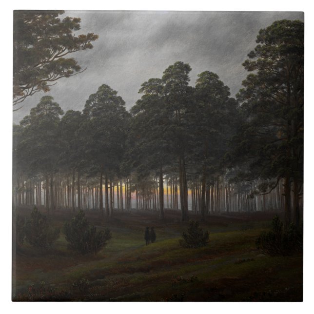 Azulejo Paisaje nocturno (por Caspar David Friedrich) (Frente)