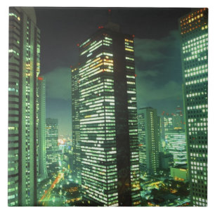 Azulejo Paisaje nocturno, Shinjuku, Tokio, Japón