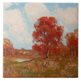 Azulejo Paisaje otoñal (Escena rural en otoño) (Árboles ro