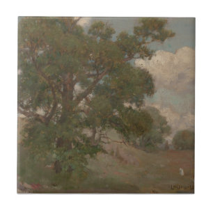 Azulejo Paisaje pastoral Louis Loeb (americano, 1866-1909)