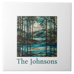 Azulejo Paisaje personalizado del lago Faux Stained