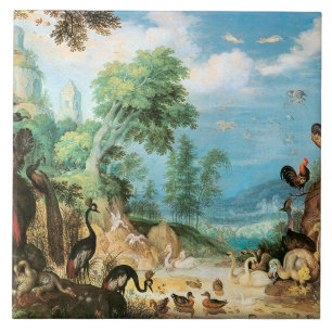 Azulejo Paisaje pintoresco Roelant con aves