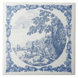 Azulejo Paisaje rural vintage chic Delft azul 
