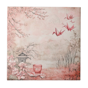 Azulejo Paisaje Sereno de Flor de Cerezo Rosa (1)