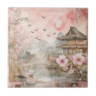 Azulejo Paisaje Sereno de Flor de Cerezo Rosa (4)