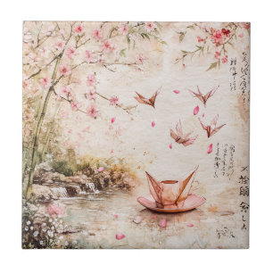 Azulejo Paisaje Sereno de Flor de Cerezo Rosa (5)
