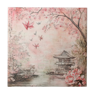 Azulejo Paisaje Sereno de Flor de Cerezo Rosa (6)