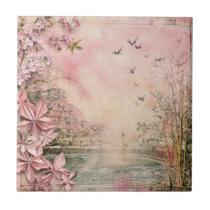 Azulejo Paisaje Sereno de Flor de Cerezo Rosa (8)