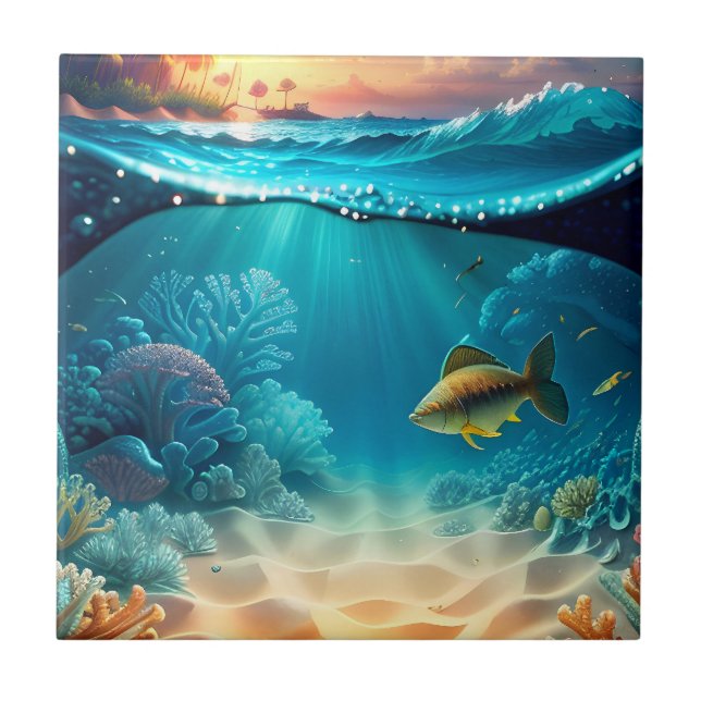 Azulejo Paisaje submarino tropical (Frente)
