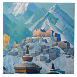 Azulejo Paisaje tibetano en los picos de la montaña Himala