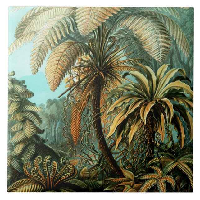 Azulejo Paisaje tropical con palmera (Frente)