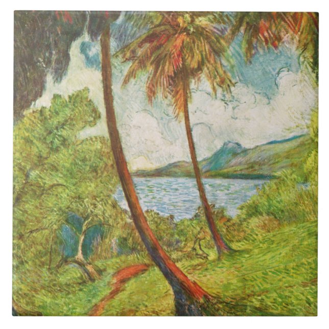 Azulejo Paisaje tropical en Martinica (Charles Laval) (Frente)
