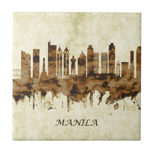 Azulejo Paisaje urbano de Manila, Filipinas (Frente)