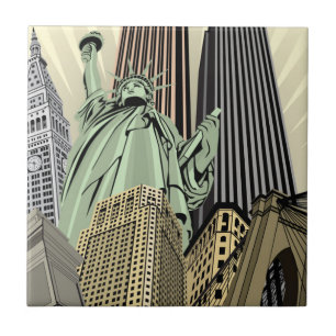 Azulejo Paisaje urbano estilizado estupendo NYC