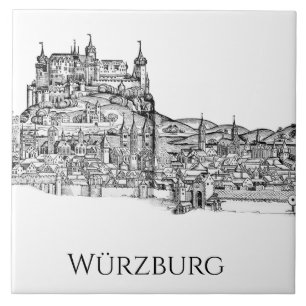Azulejo Paisaje urbano minimalista de Würzburg, Baviera