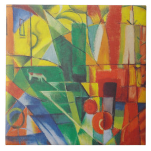 Azulejo Paisaje vintage con perro y ganado casero