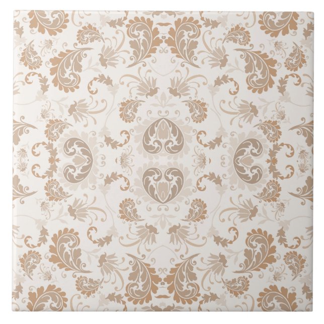 Azulejo Paisley en beige estética moderna Tan Brown (Frente)