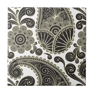 Azulejo Paisley negra y beige