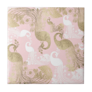 Azulejo Pajarito real de oro blanco rosado de Rubor
