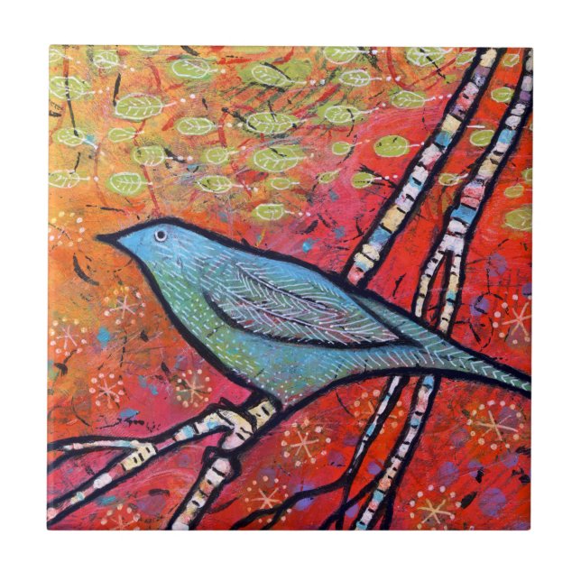 Azulejo Pájaro azul colorido (Frente)