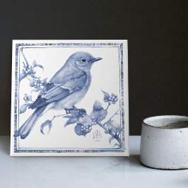 Azulejo Pájaro azul de la montaña Delft