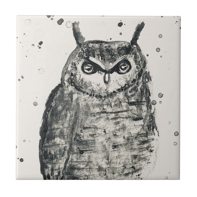 Azulejo Pájaro búho vintage glándula acuática (Frente)