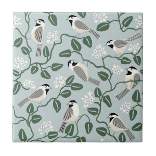Azulejo Pájaro Carbonero Artes y Manualidades de Flores Si