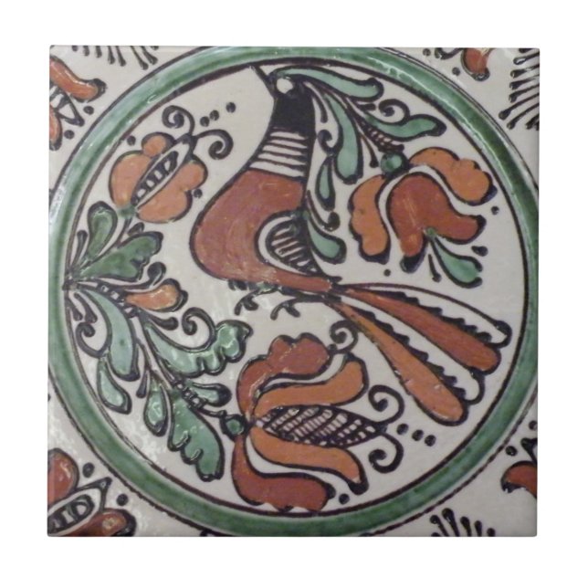 Azulejo Pájaro de arte folclórico (Frente)