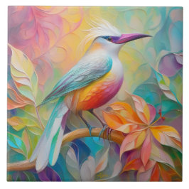 Azulejo Pájaro de Fantasía de Pechuga Roja con Billar Rosa