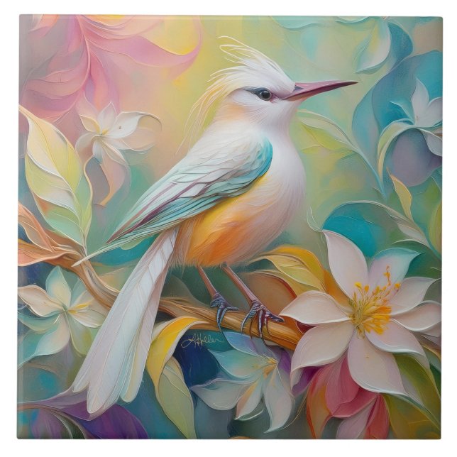 Azulejo Pájaro de Fantasía Rumped Dorado (Frente)