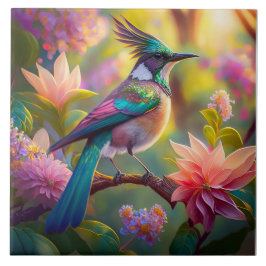 Azulejo Pájaro de Jay Fantasy con cabeza verde