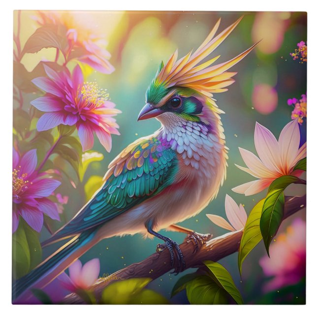 Azulejo Pájaro de la Fantasía de la Finca Verde de la Cres (Frente)