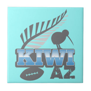 Azulejo Pájaro del rugbi del KIWI AZ y helecho de plata