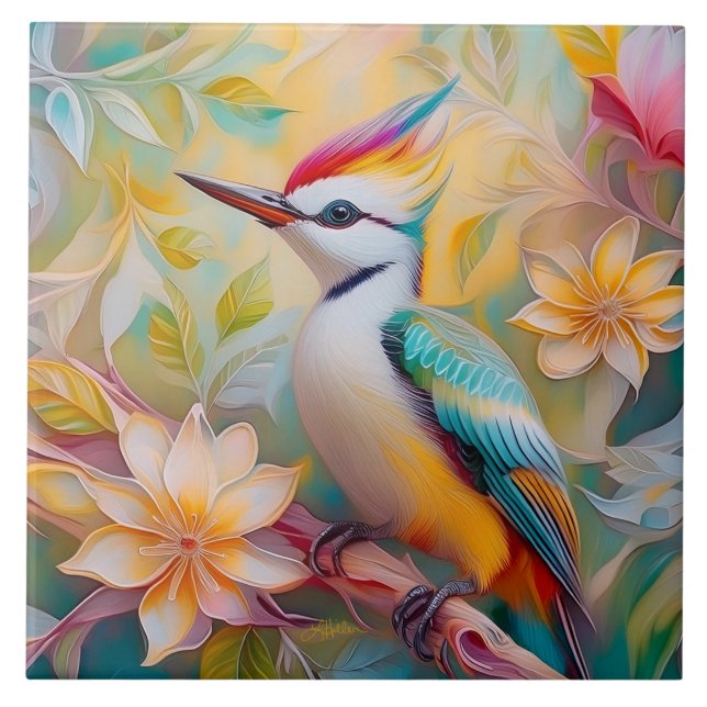 Azulejo Pájaro Fantasía Carpintero Arcoíris Juvenil (Frente)