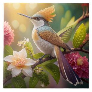 Azulejo Pájaro Fantasía de Mielero Crestidorado