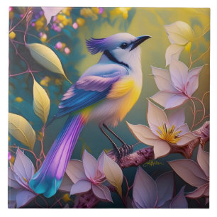 Azulejo Pájaro Fantasía de Pecho Amarillo con Cresta Viole