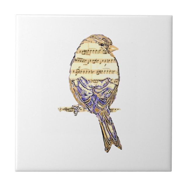 Azulejo Pájaro Lindo con Notas Musicales Personalizar  (Frente)