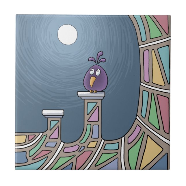 Azulejo Pájaro Tiki caleidoscópico (Frente)