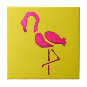 Azulejo Pájaro único de flamingo rosa