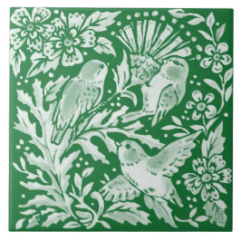 Azulejo Pájaro verde esmeralda de la madera intrincada art