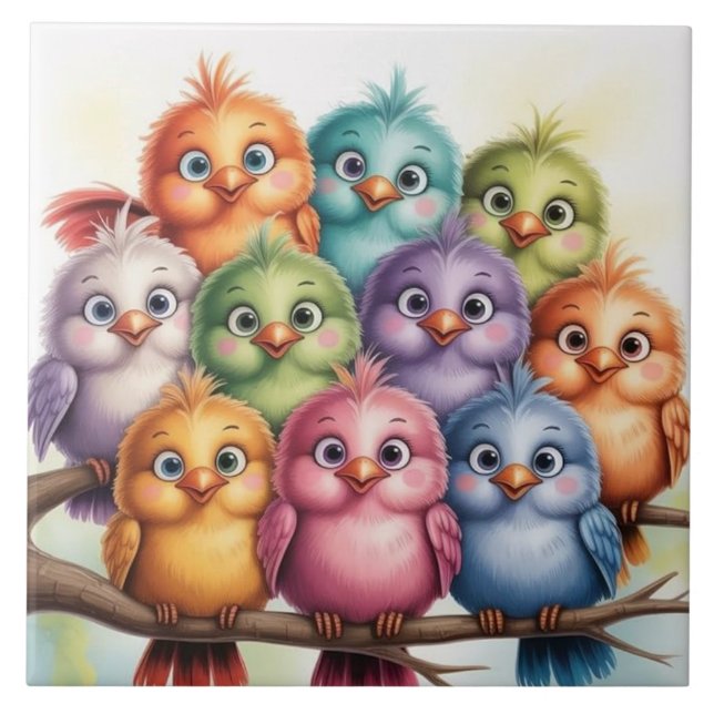 Azulejo Pájaros caprichosos lindos (Frente)