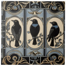 Azulejo Pájaros de cuervo negro pájaro Art Nouveau Art Dec