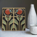Azulejo Pájaros en la decoración Art Decó Nouveau de las f<br><div class="desc">Esta cerámica tiene dos pájaros y patrones florales que recuerdan el estilo icónico de Mackintosh. Era un destacado arquitecto, diseñador y artista escocés del movimiento Art Nouveau. Su trabajo se caracteriza por líneas limpias, formas geométricas y un fuerte sentido de simetría. Estos elementos están muy bien representados en nuestra colección...</div>