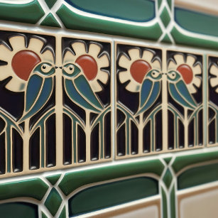 Azulejo Pájaros en la decoración Art Decó Nouveau de las f