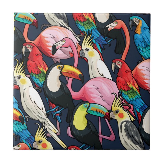 Azulejo Pájaros exóticos (Frente)