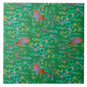 Azulejo Pájaros haciendo brunch en el bosque brumoso