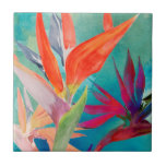 Azulejo Pájaros vivos del paraíso<br><div class="desc">"Vivid Birds of Paradise" por Jennifer Paxton Parker. Presenta flores de pájaros del paraíso en colores vivos y vivos.</div>