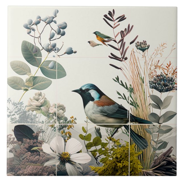 Azulejo Pájaros y flores (Frente)