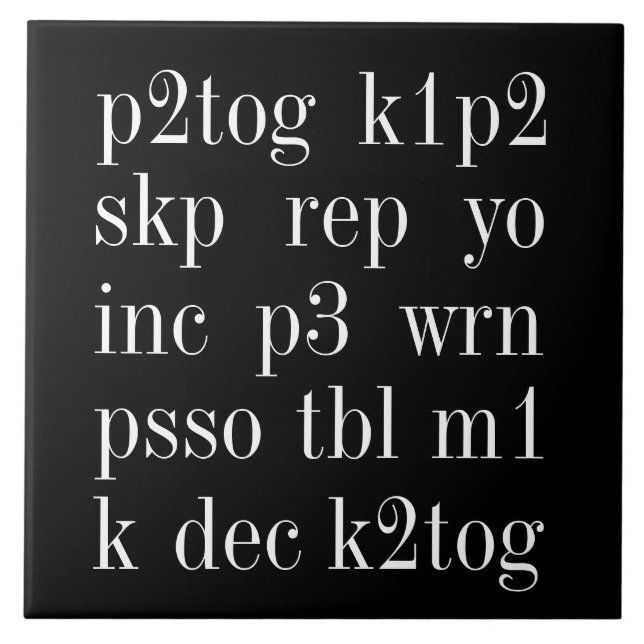Azulejo PALABRAS DE KNITTING 6x6 Tile cerámico II (Frente)