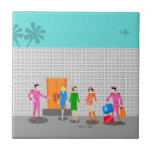 Azulejo Palm Atómico Springs Stewardess Fiesta Tile Cerámi<br><div class="desc">Te invitan al evento social del año con este diseño de cerámica Fiesta de la Palm Springs Stewardess. Únete a estas tres veteranas aeromozas de las aerolíneas rivales mientras se registran en su kitschy hotel en bloques de brisa de los años 60. Uno de los fabulosos y coloridos botones con...</div>